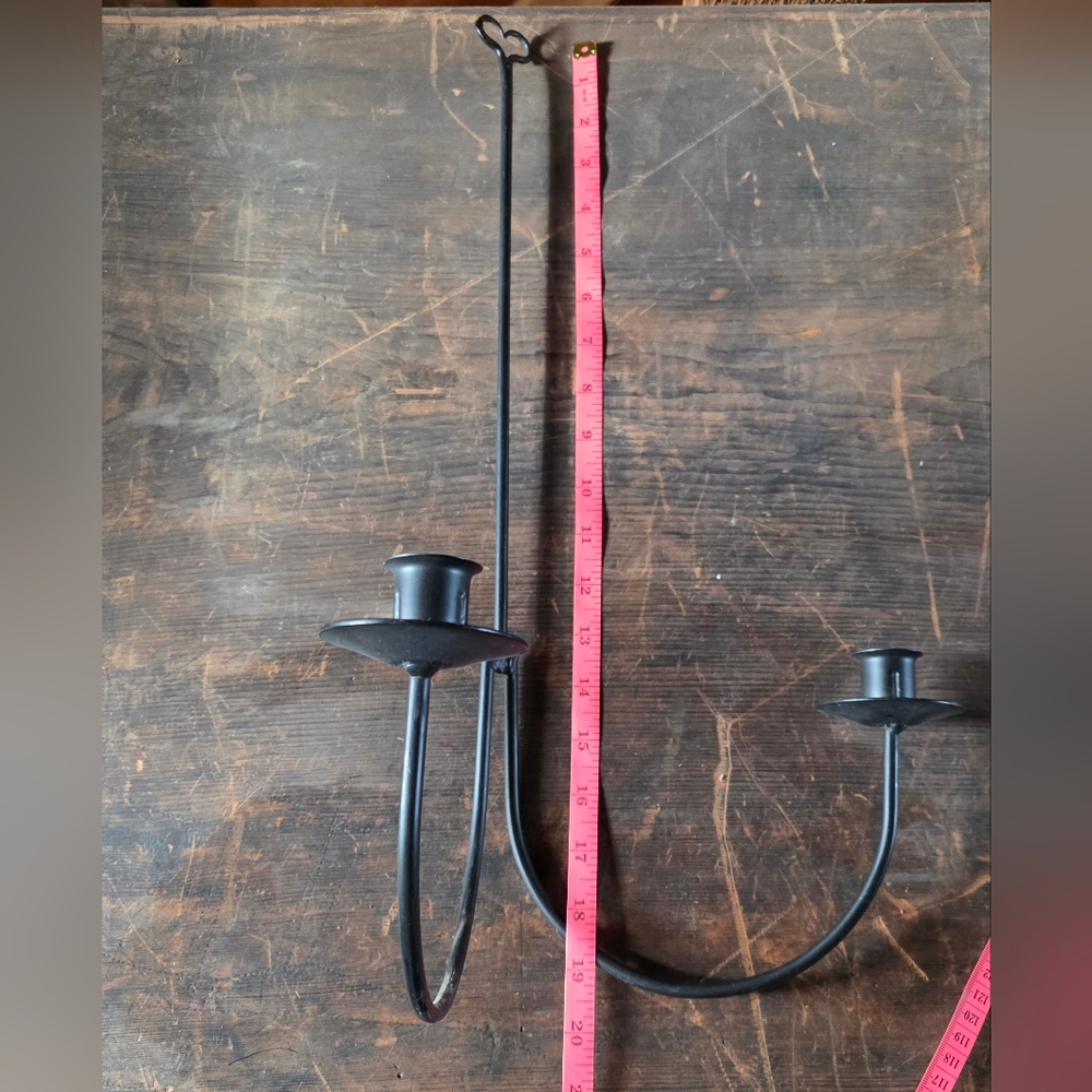 Colonial Style Metal Hanging Double Candlestick Holder